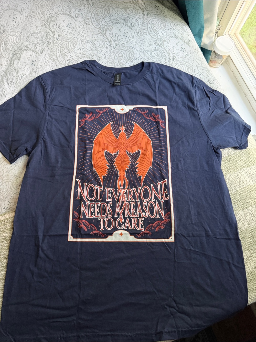 Navy Graphic Tee with Orange Phoenix - Unbranded